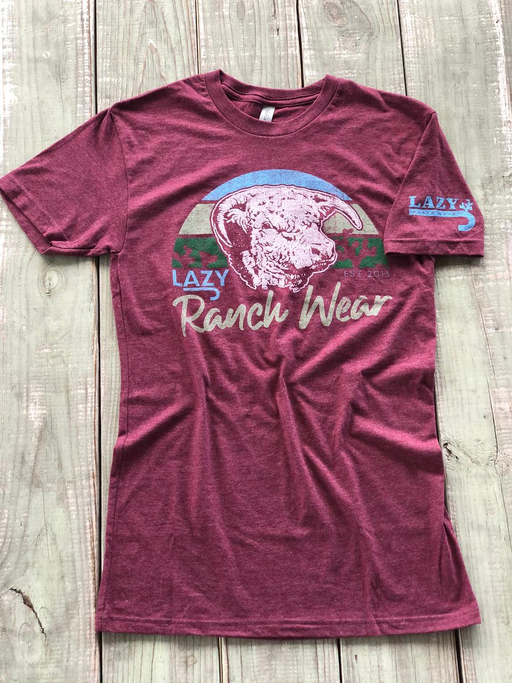Lazy J Ranch Prickly Pear T-Shirt - Maroon-