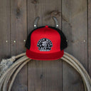 Lazy J Ranch Red & Black Arrowhead Classic Five Panel Trucker Hat-
