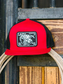 Lazy J Ranch Red & Black Elevation Classic Five Panel Trucker Hat-
