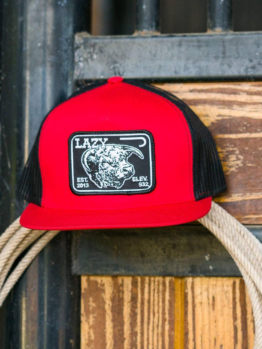 Lazy J Ranch Red & Black Elevation Classic Five Panel Trucker Hat-