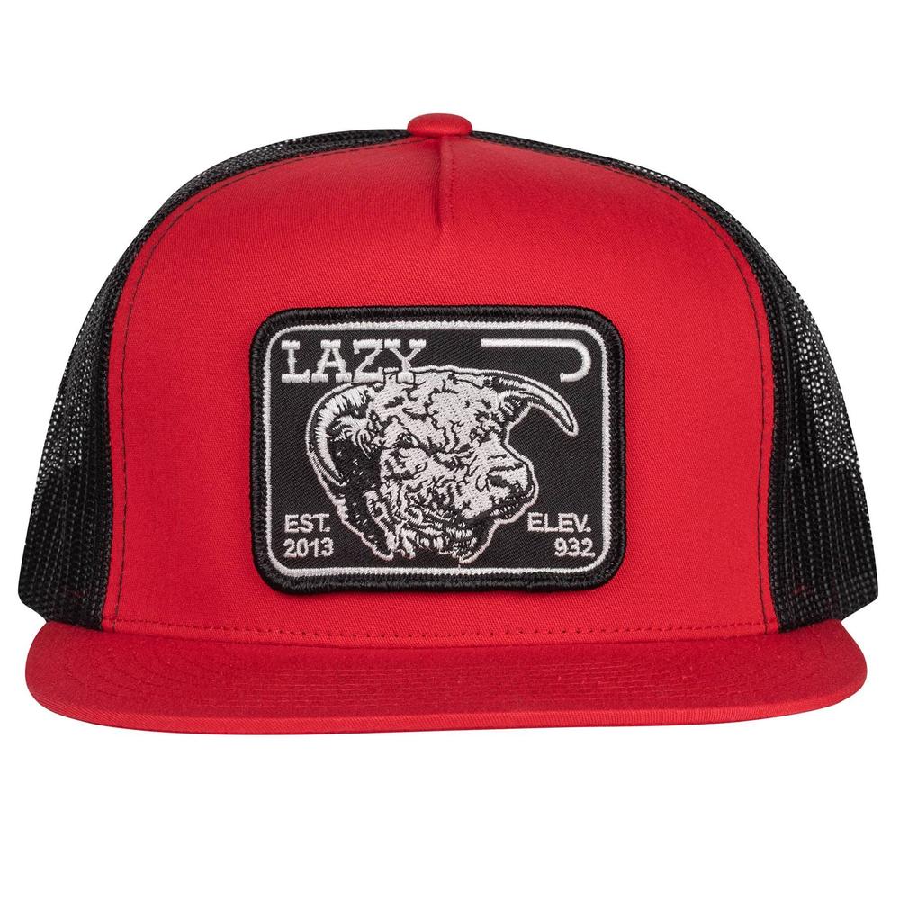 Lazy J Ranch Red & Black Elevation Classic Five Panel Trucker Hat-Lazy J Ranch Wear