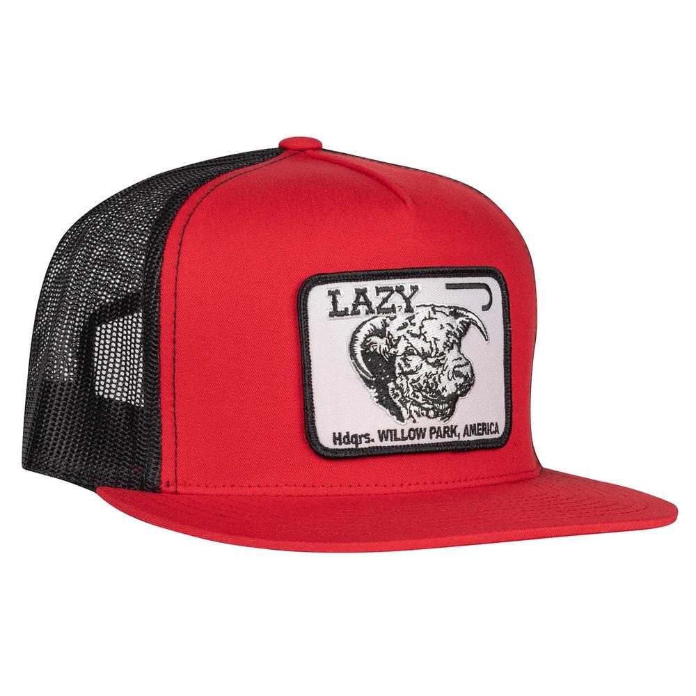 Lazy J Ranch Red & Black Willow Cattle Headquarters Classic Five Panel Trucker Hat-Lazy J Ranch Wear