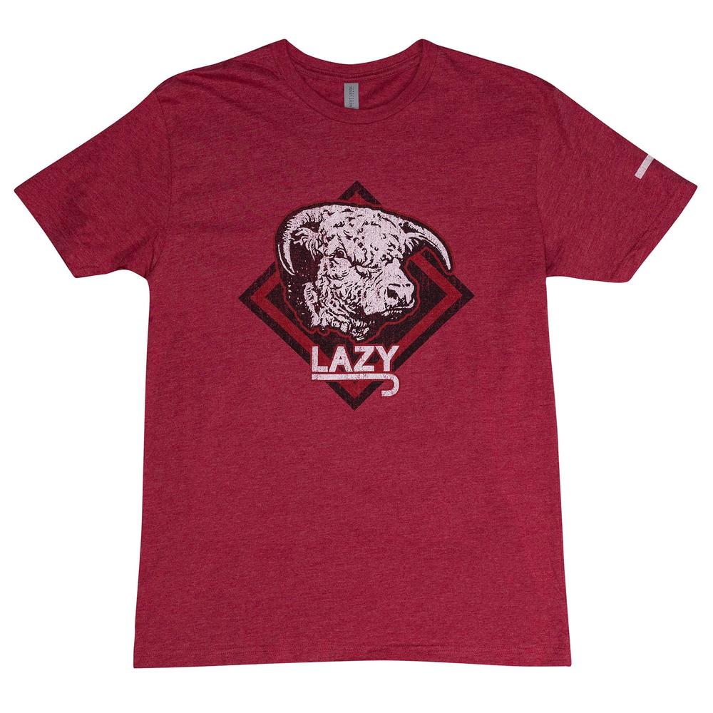 Lazy J Ranch Red Diamond Hereford Short Sleeve T-Shirt - Burgundy-Lazy J Ranch Wear