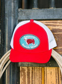 Lazy J Ranch Red & White Original Buckle Mid Profile Trucker Hat-