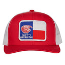 Lazy J Ranch Red & White Texas Elevation Mid Profile Trucker Hat-