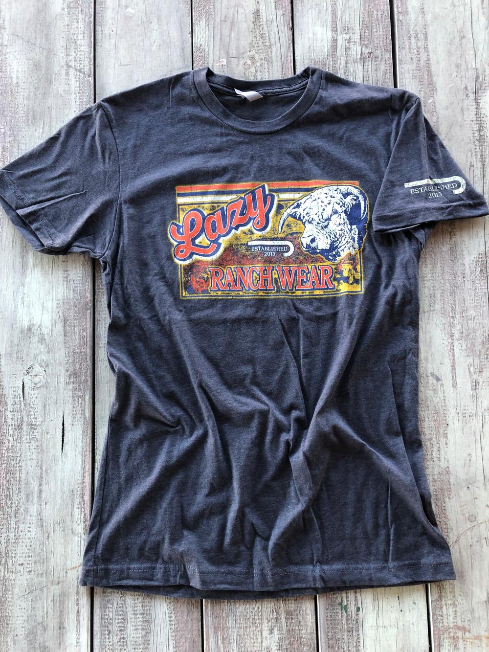 Lazy J Ranch Retro Ranchwear Short Sleeve T-Shirt - Grey-