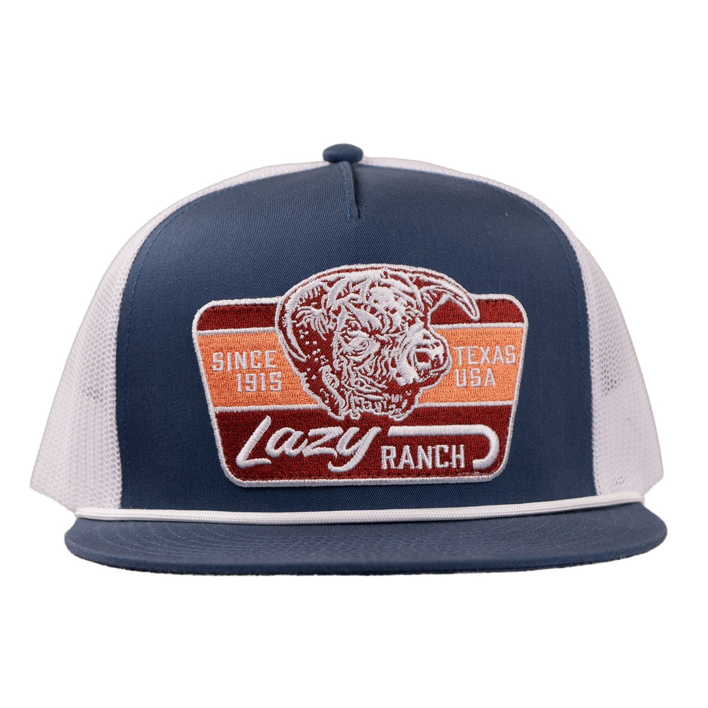 Lazy J Ranch Royal Blue & White Texas Rust Classic Rope Trucker Hat-