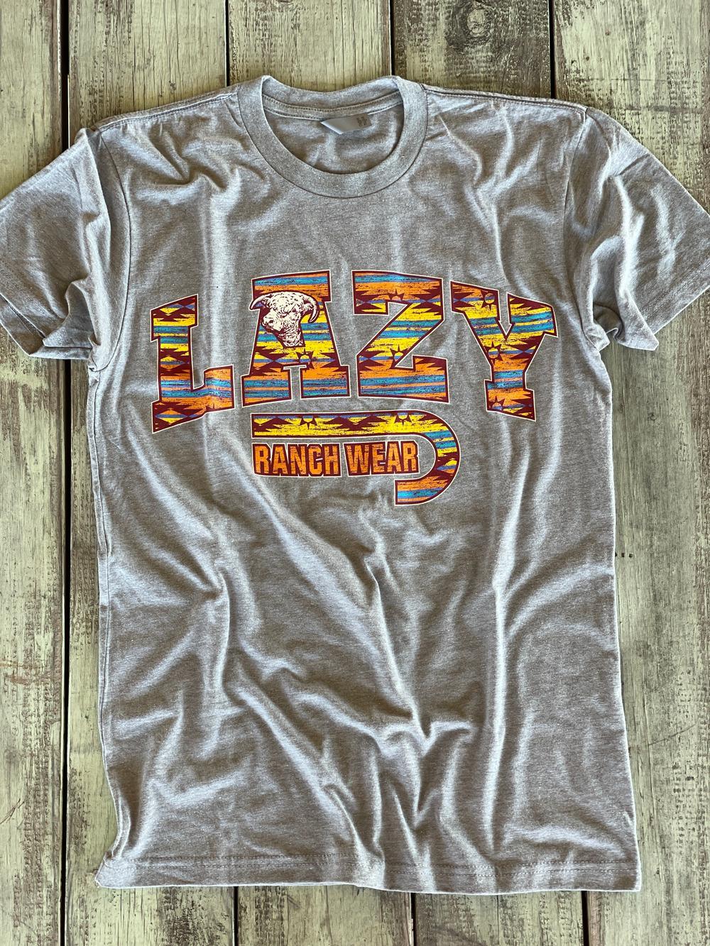 Lazy J Ranch Santa Fe Aztec T-Shirt - Light Grey-