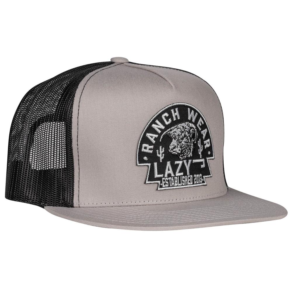 Lazy J Ranch Silver Grey & Black Arrowhead Classic Five Panel Trucker Hat-Lazy J Ranch Wear