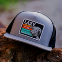 Lazy J Ranch Silver Grey & Black Dusk Sunset Retro Classic Five Panel Trucker Hat