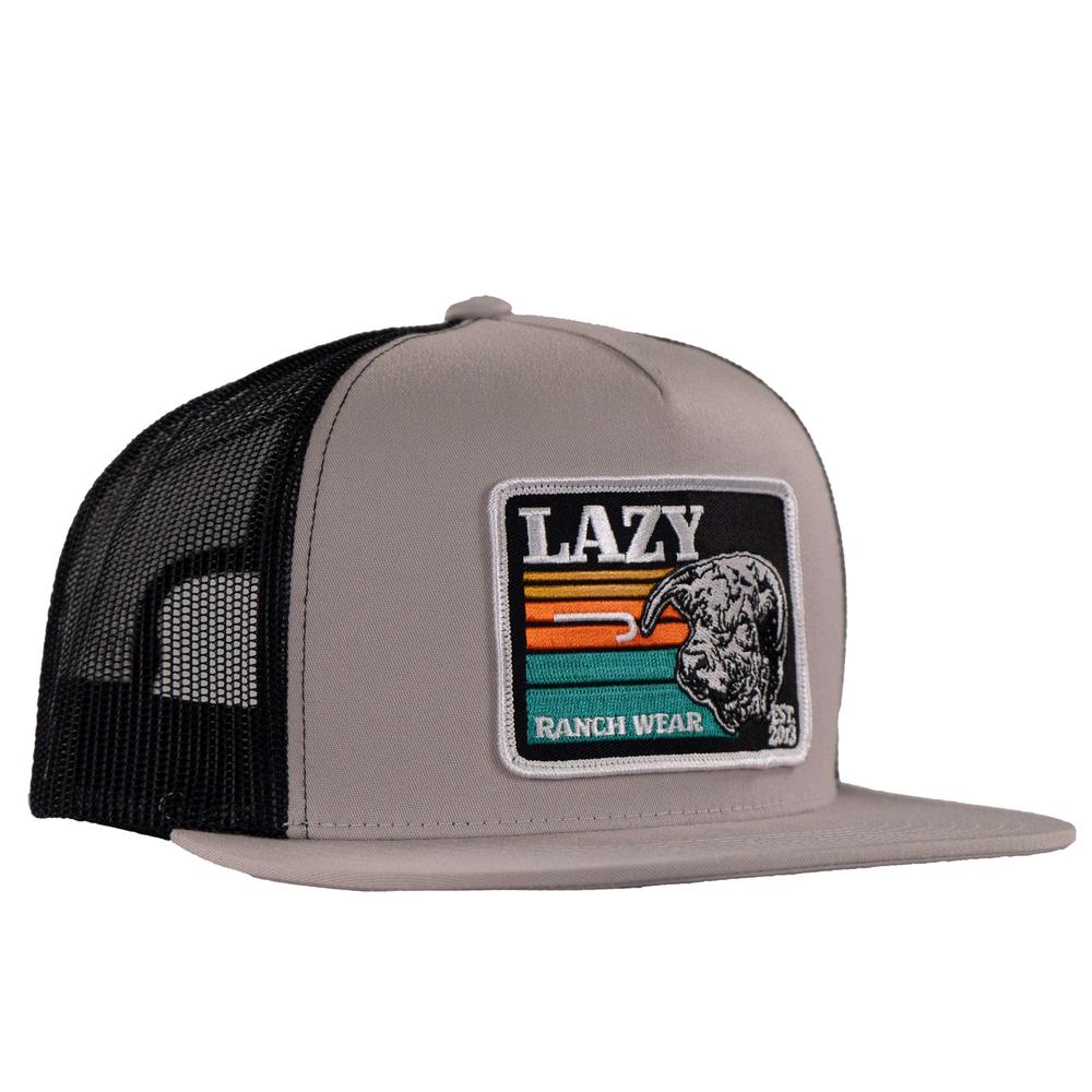 Lazy J Ranch Silver Grey & Black Dusk Sunset Retro Classic Five Panel Trucker Hat-Lazy J Ranch Wear