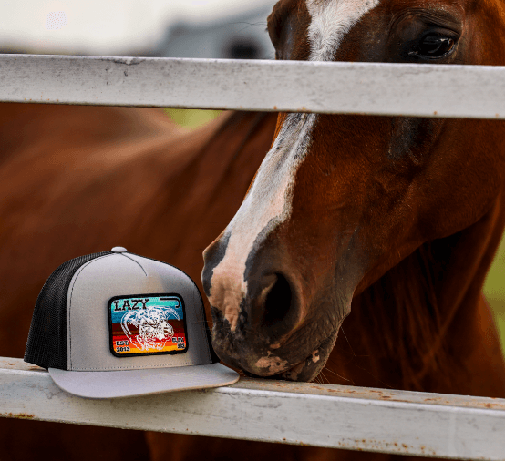 Lazy J Ranch Silver Grey & Black Serape Elevation Classic Five Panel Trucker Hat-