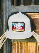 Lazy J Ranch Silver Grey & Black Serape Elevation Classic Five Panel Trucker Hat-