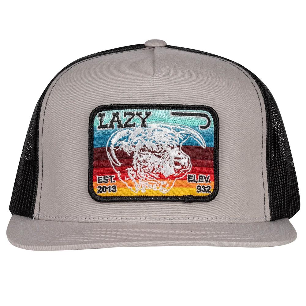 Lazy J Ranch Silver Grey & Black Serape Elevation Classic Five Panel Trucker Hat-Lazy J Ranch Wear