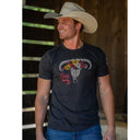 Lazy J Ranch Skull & Flowers Short Sleeve T-Shirt - Grey-