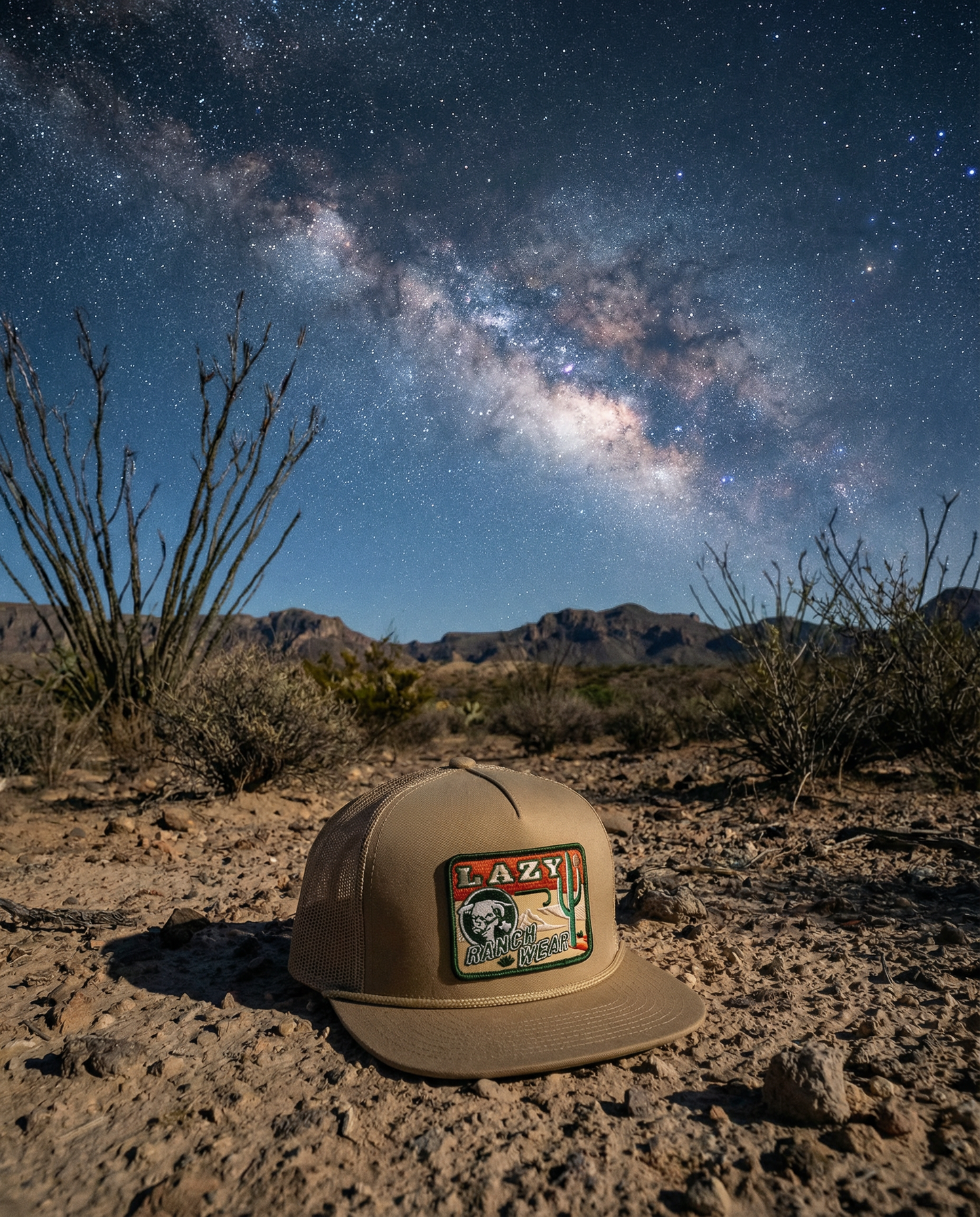 Lazy J Ranch Tan Big Bend Classic Rope Trucker Hat-