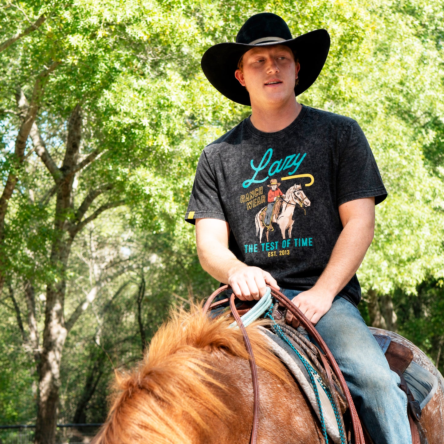 Lazy J Ranch Test of Time Mineral Wash Short Sleeve T-Shirt - Black-