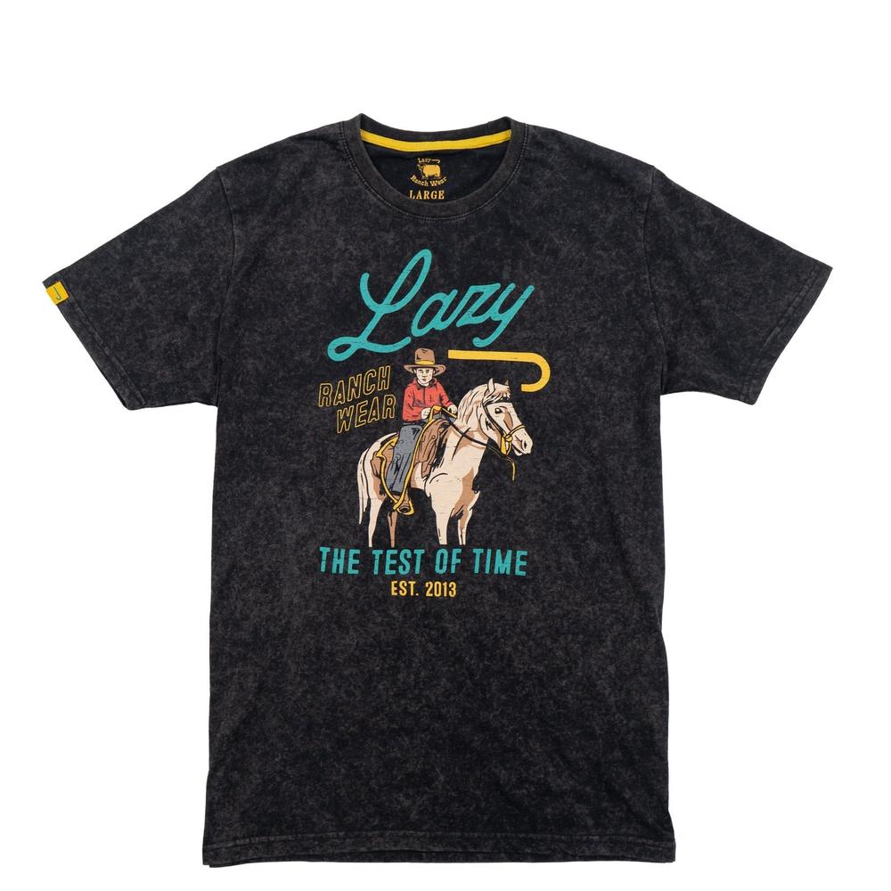 Lazy J Ranch Test of Time Mineral Wash Short Sleeve T-Shirt - Black-Lazy J Ranch Wear