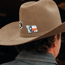 Lazy J Ranch Texas Flag Bull Woven Sticker-