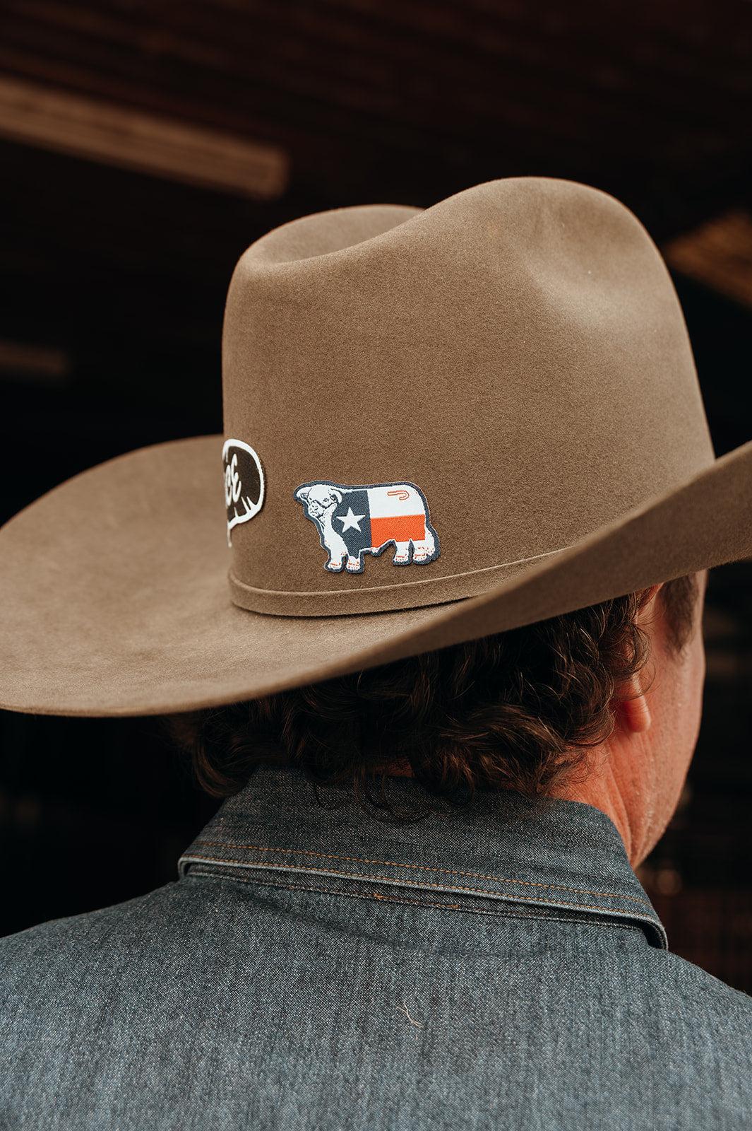 Lazy J Ranch Texas Flag Bull Woven Sticker-Lazy J Ranch Wear