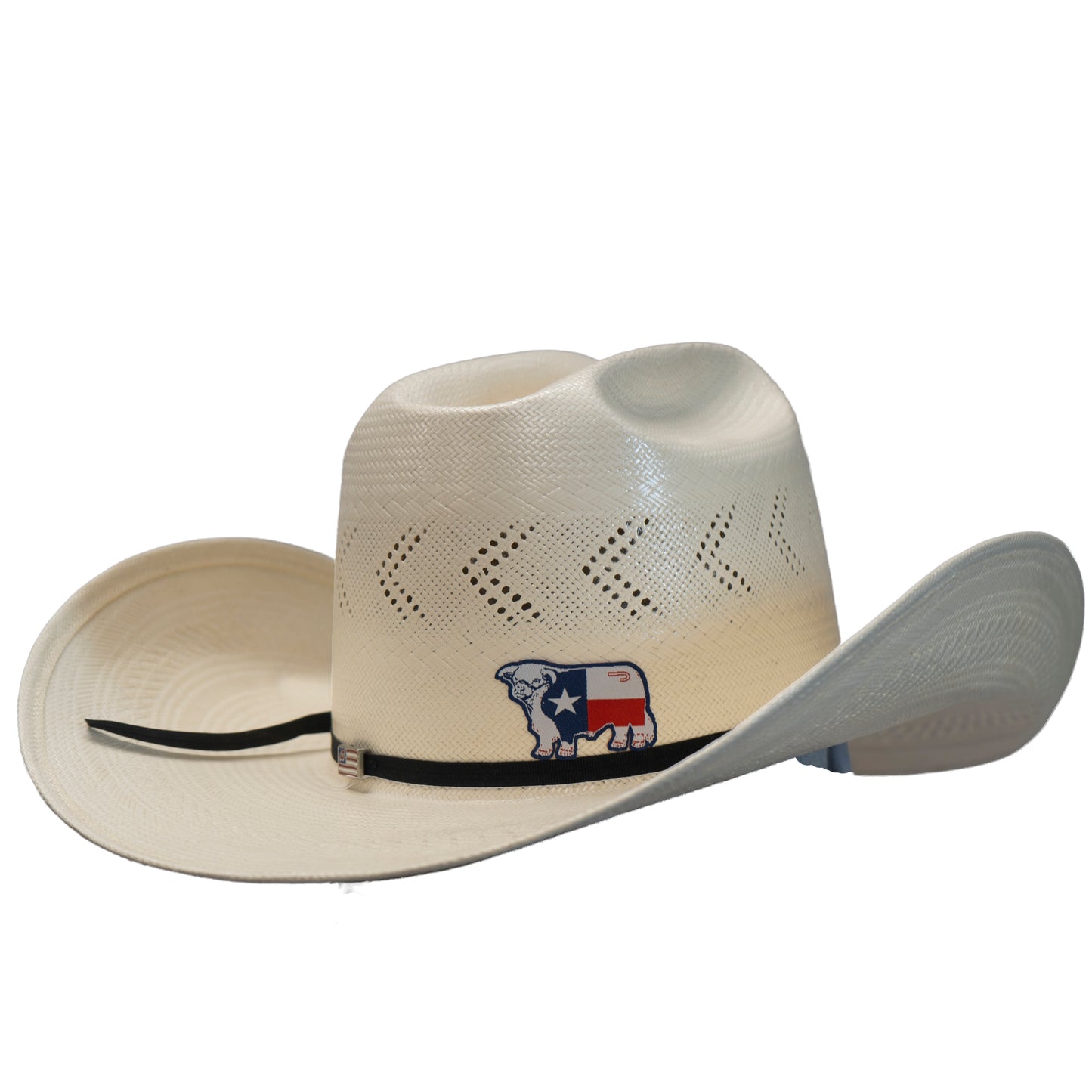 Lazy J Ranch Texas Flag Bull Woven Sticker-