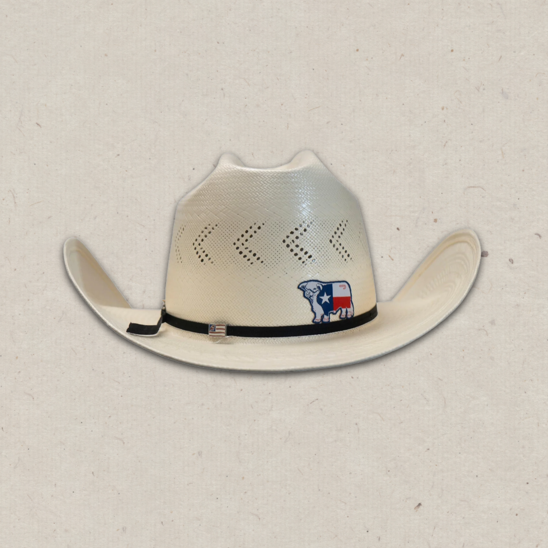 Lazy J Ranch Texas Flag Bull Woven Sticker-