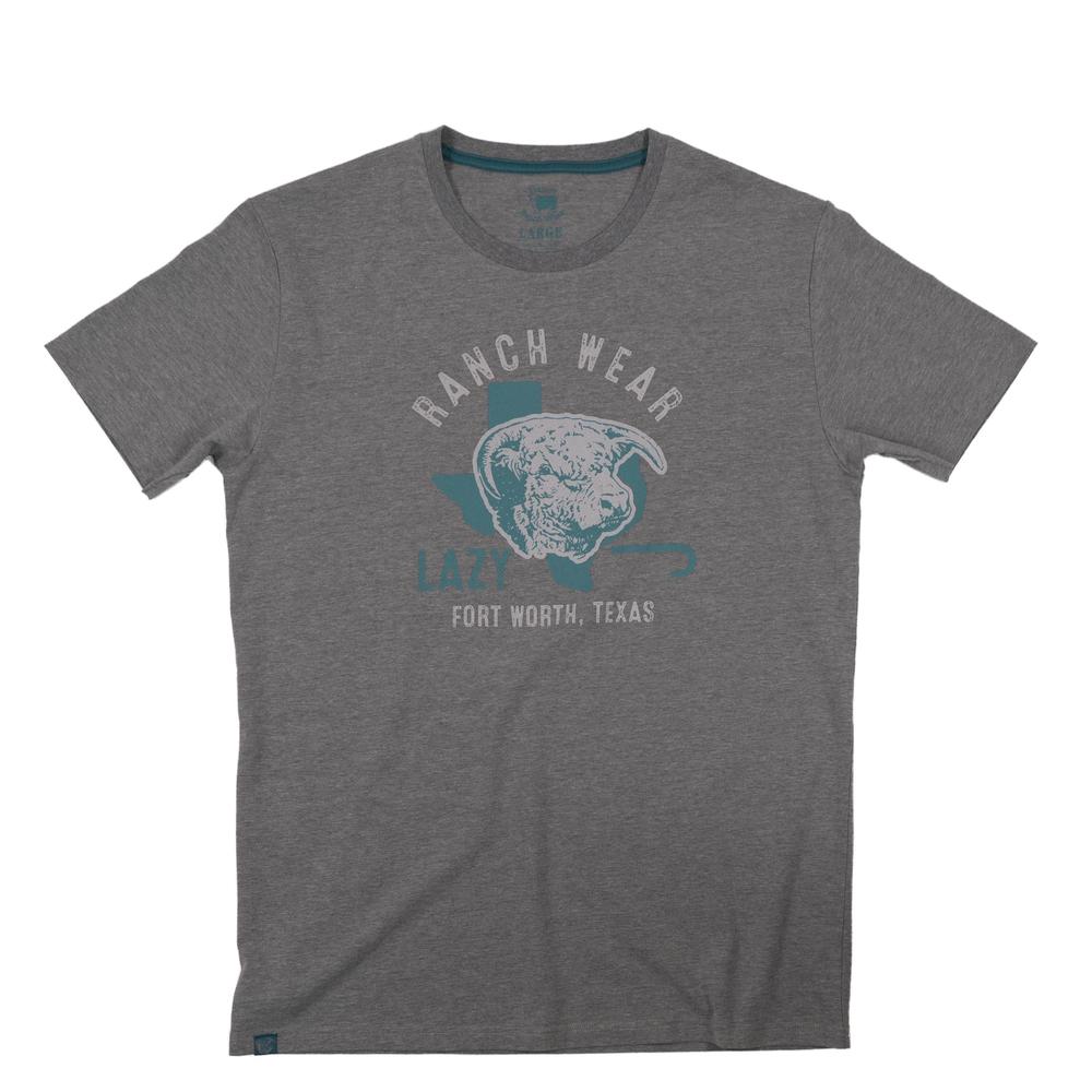 Lazy J Ranch Texas Hereford Short Sleeve T-Shirt - Grey Heather-Lazy J Ranch Wear