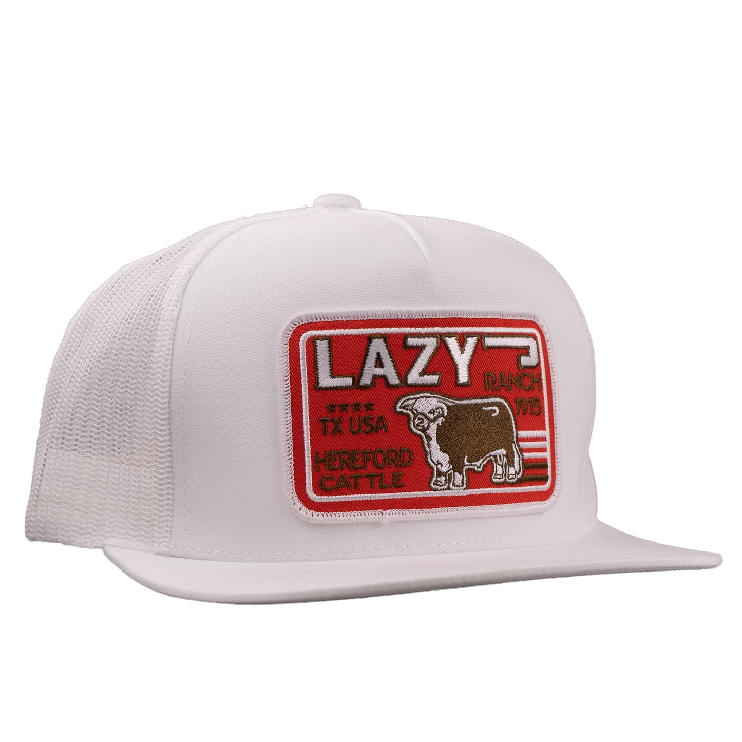 Lazy J Ranch White Big Red Classic Five Panel Trucker Hat-Lazy J Ranch Wear