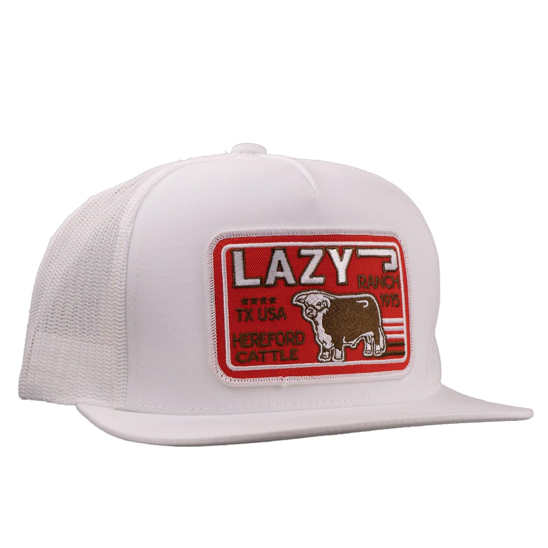 Lazy J Ranch White Big Red Classic Five Panel Trucker Hat – Lazy J