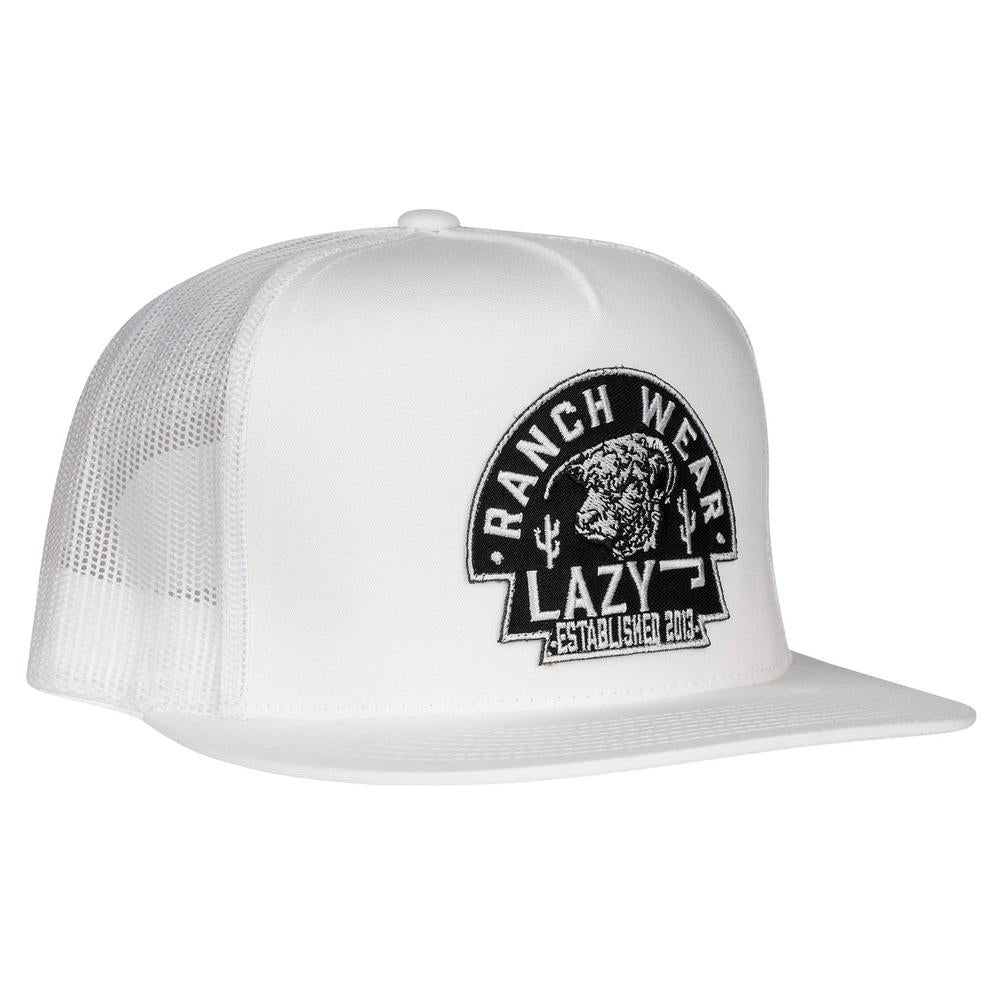 Lazy J Ranch White Black Arrowhead Classic Five Panel Trucker Hat-Lazy J Ranch Wear