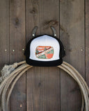 Lazy J Ranch White & Black Desert Show Time Classic Five Panel Trucker Hat-