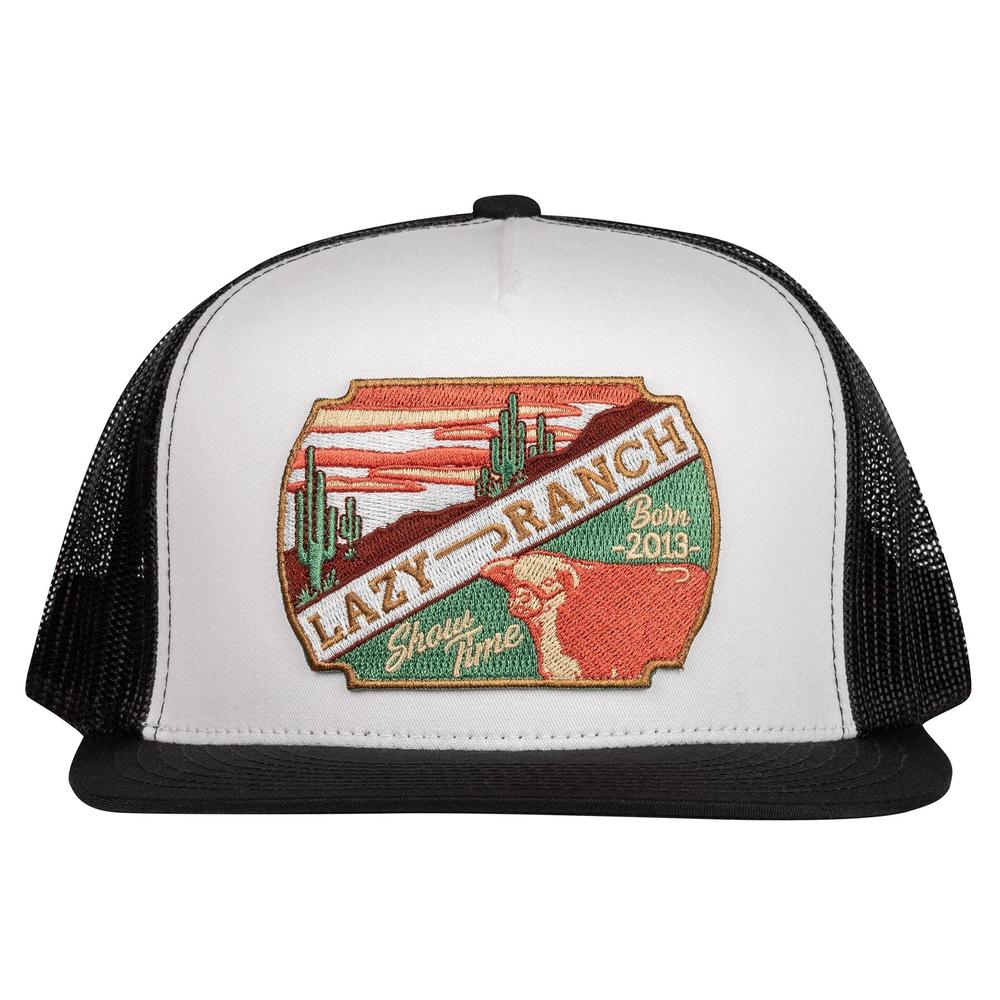 Lazy J Ranch White & Black Desert Show Time Classic Five Panel Trucker Hat-Lazy J Ranch Wear