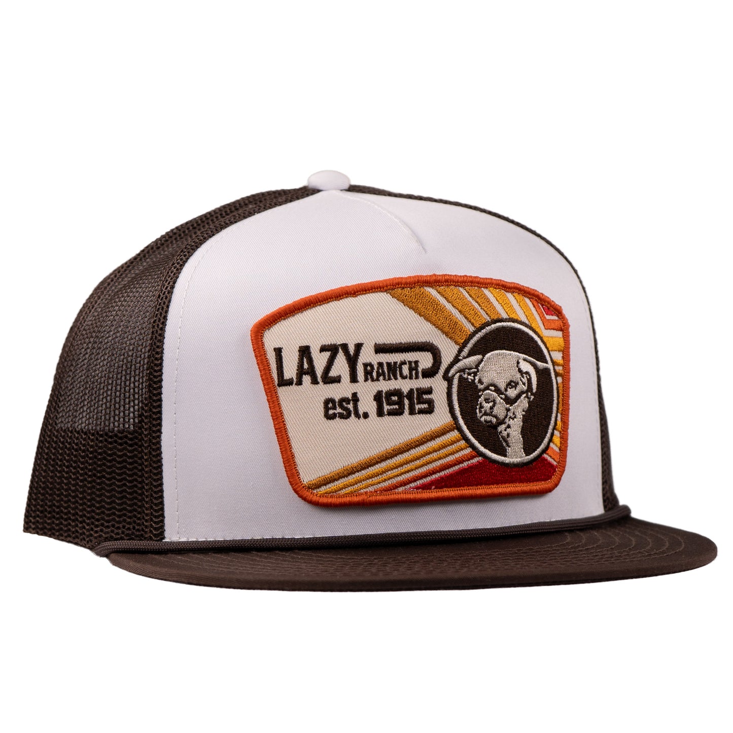 Lazy J Ranch White & Brown Daybreak Classic Rope Trucker Hat-