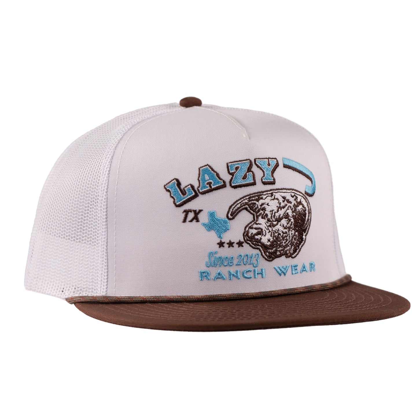 Lazy J Ranch White & Brown Desert Frost Classic Rope Trucker Hat-