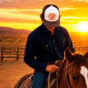 Lazy J Ranch White & Brown Rusty Arrowhead Classic Five Panel Trucker Hat-