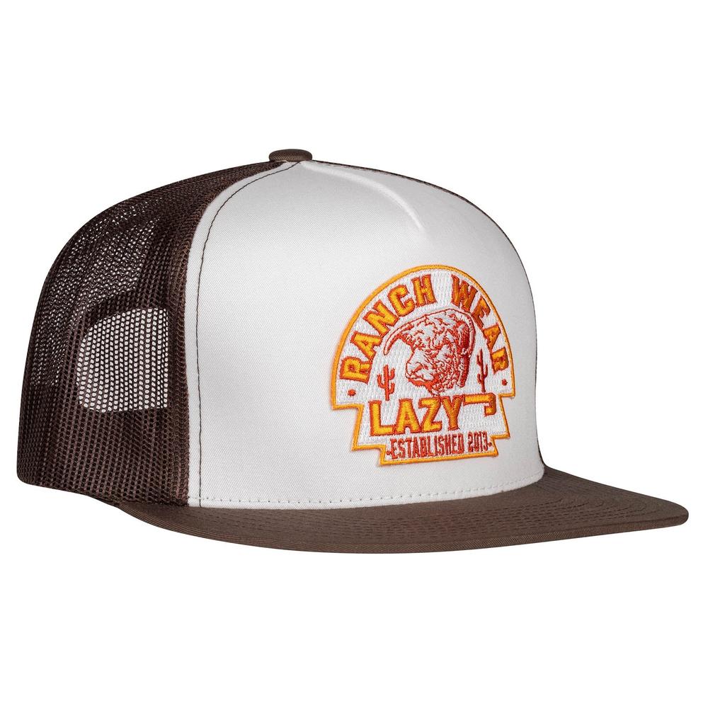 Lazy J Ranch White & Brown Rusty Arrowhead Classic Five Panel Trucker Hat-Lazy J Ranch Wear