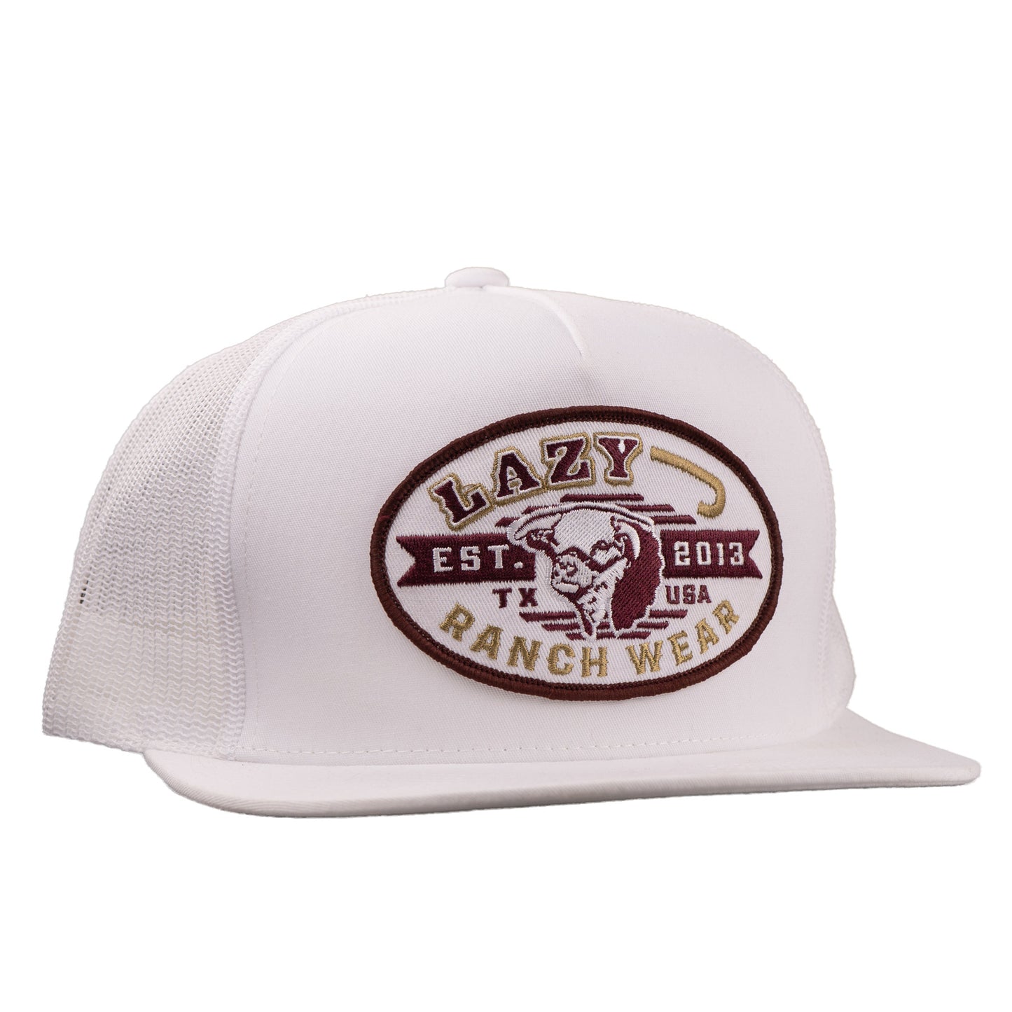 Lazy J Ranch White Cattle King Classic Five Panel Trucker Hat-Lazy J Ranch Wear