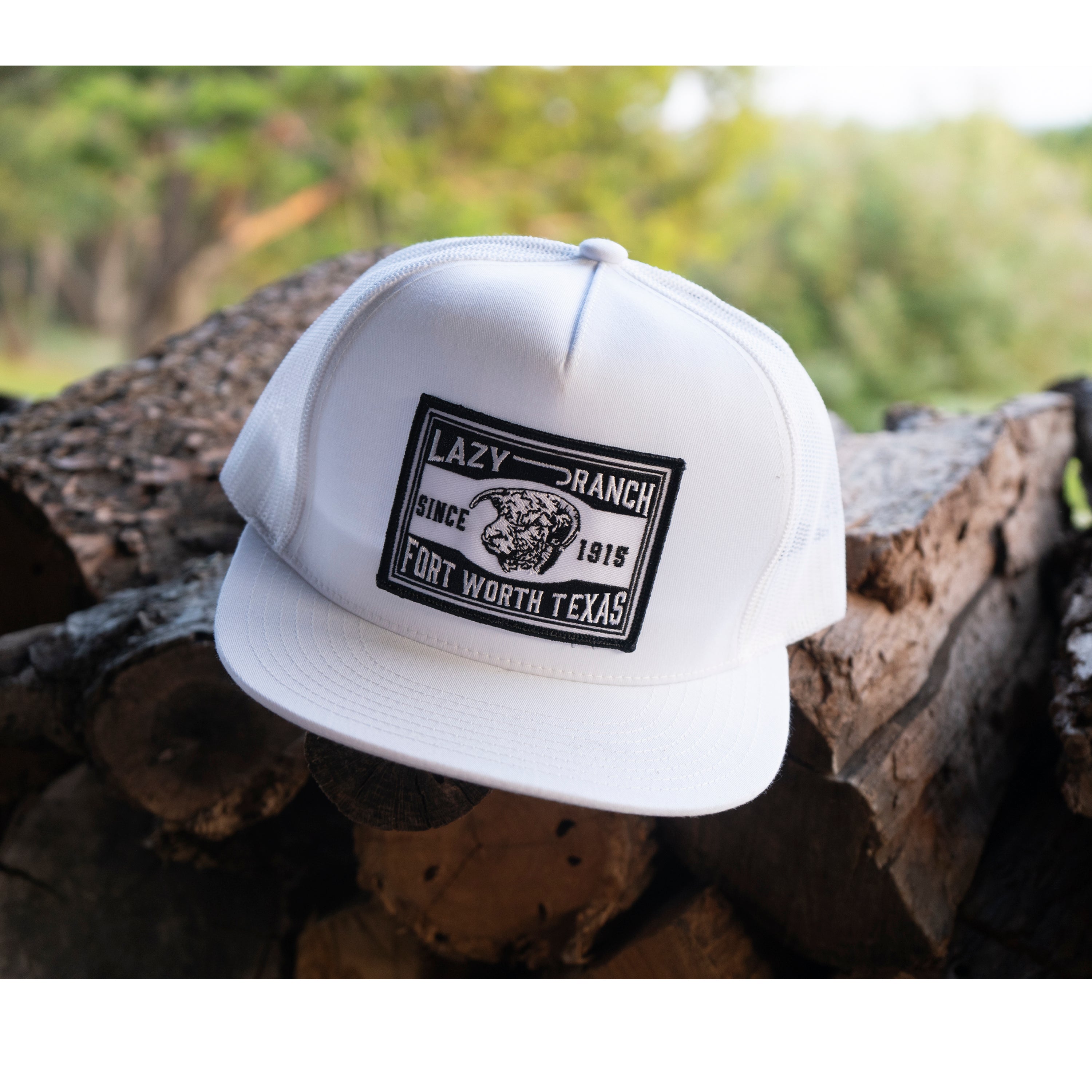 Lazy J Ranch White Fort Worth Classic Five Panel Trucker Hat