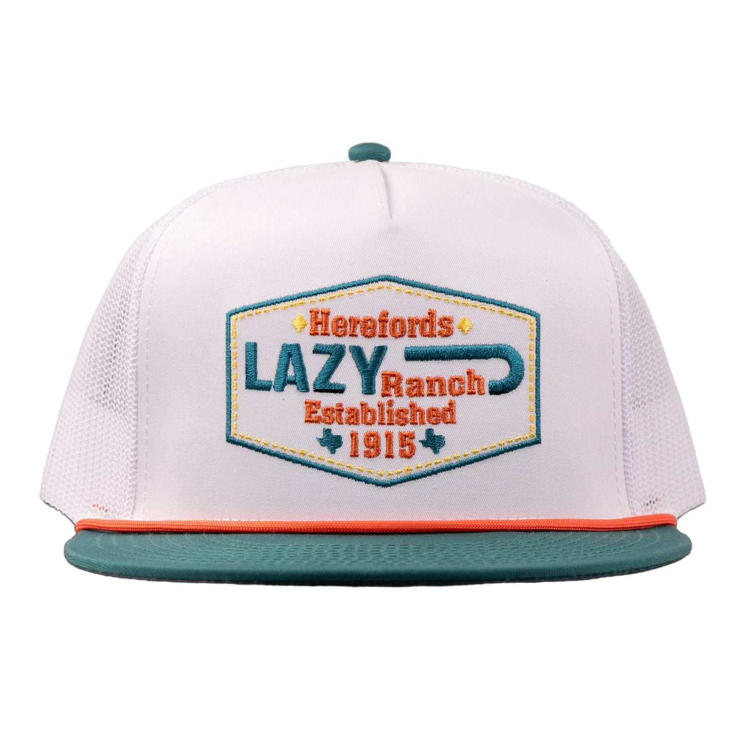 Lazy J Ranch White & Green Enchanted Classic Rope Trucker Hat-