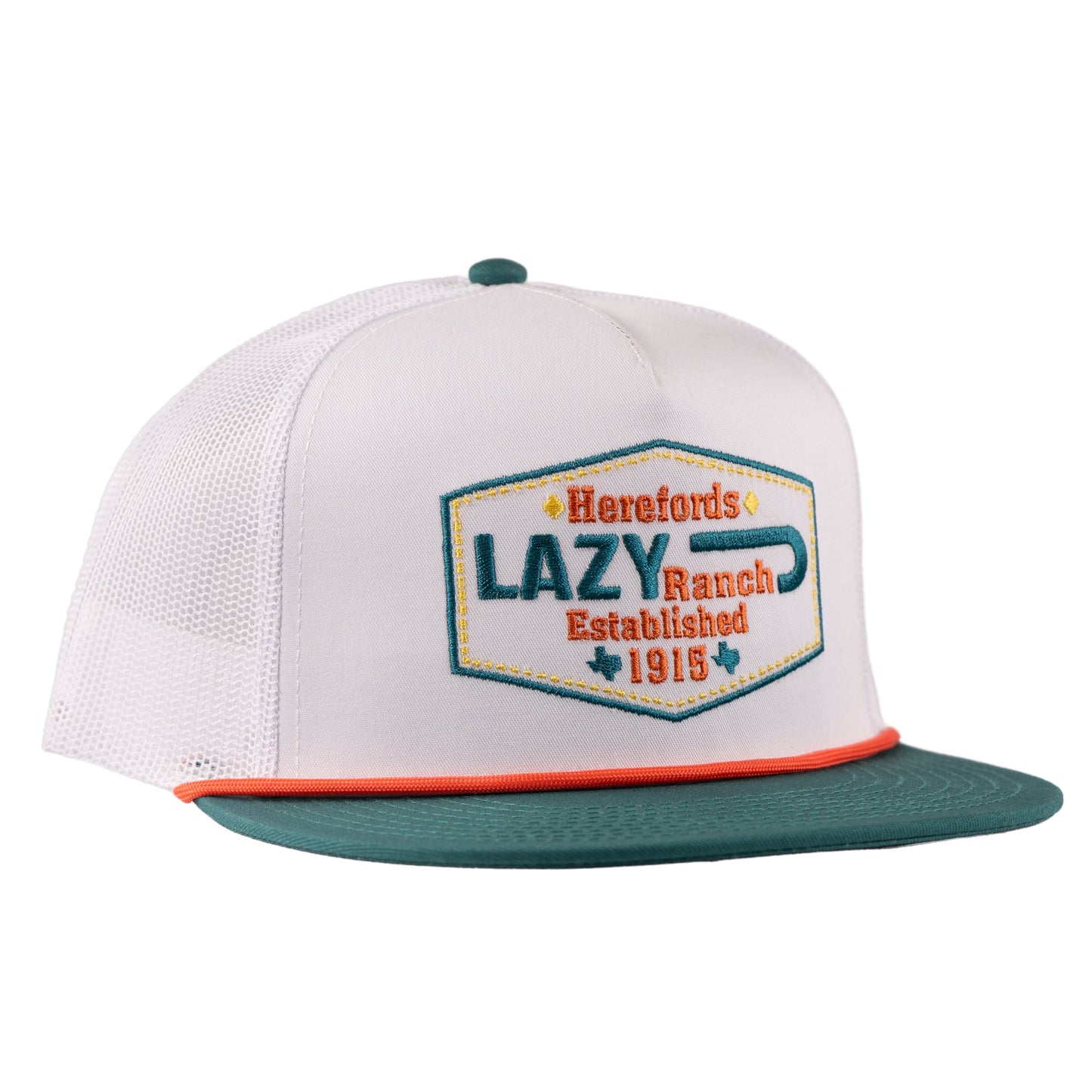 Lazy J Ranch White & Green Enchanted Classic Rope Trucker Hat-