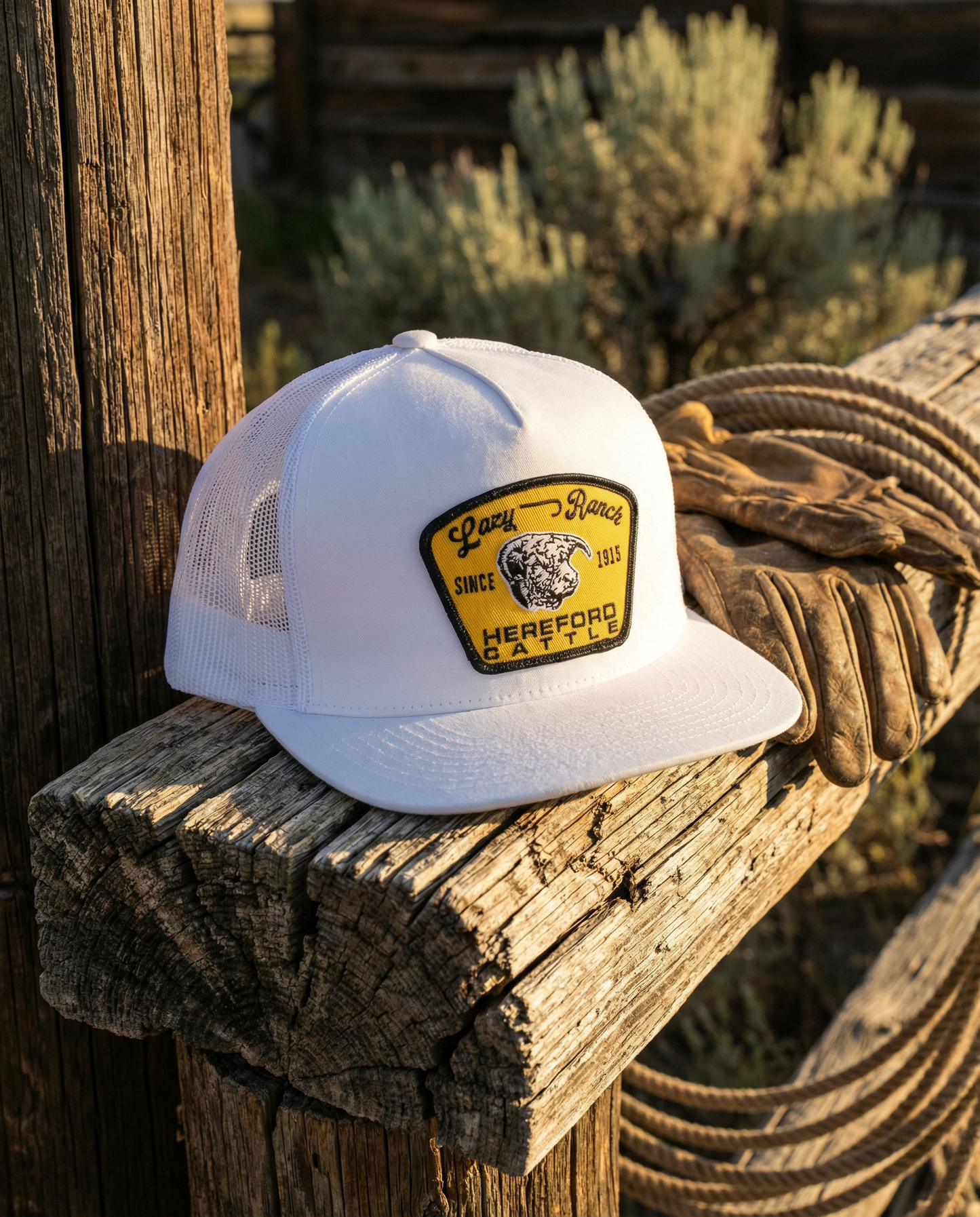 Lazy J Ranch White Hot Shot Classic Five Panel Trucker Hat-Lazy J Ranch Wear
