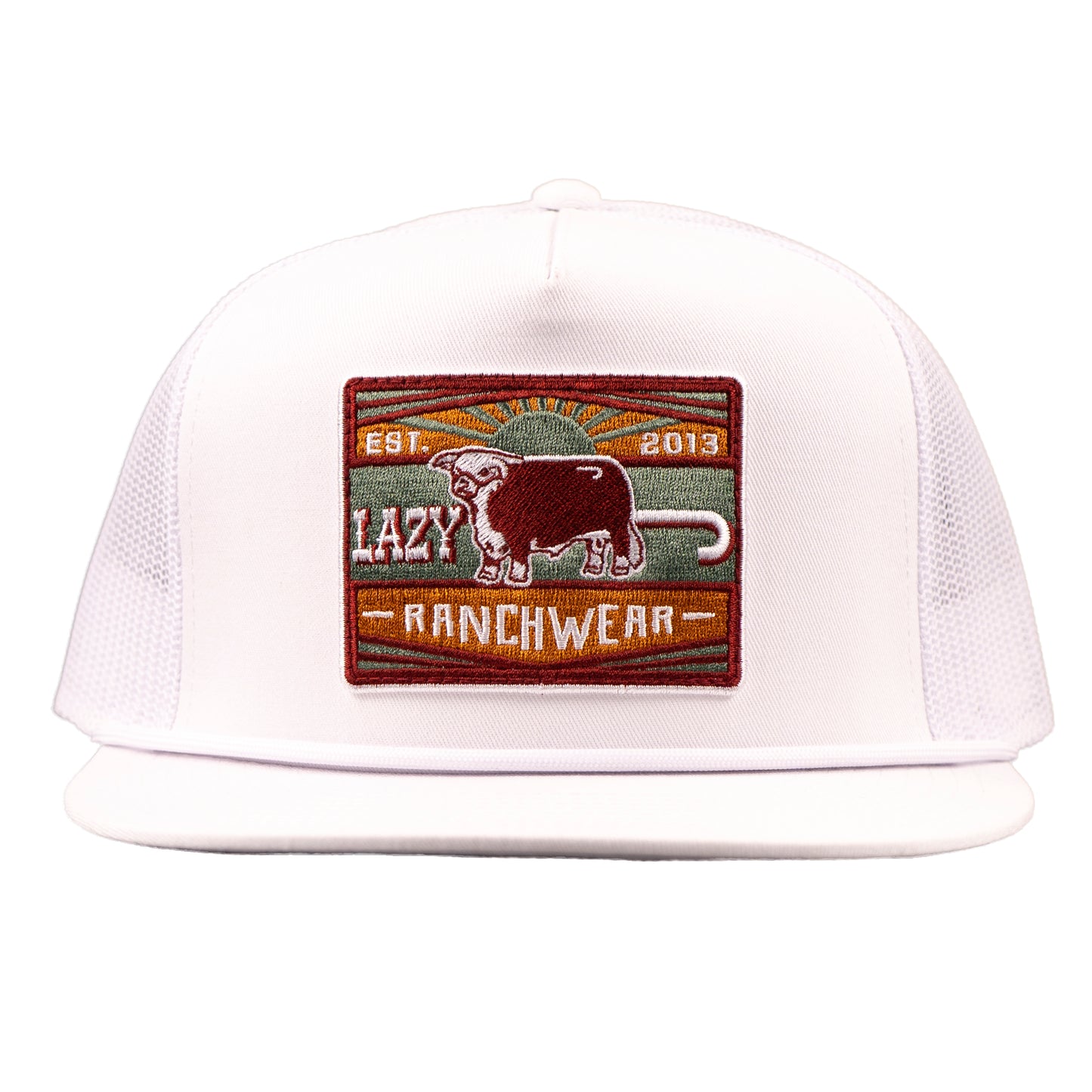Lazy J Ranch White Maroon Smokeless Classic Rope Trucker Hat-Lazy J Ranch Wear