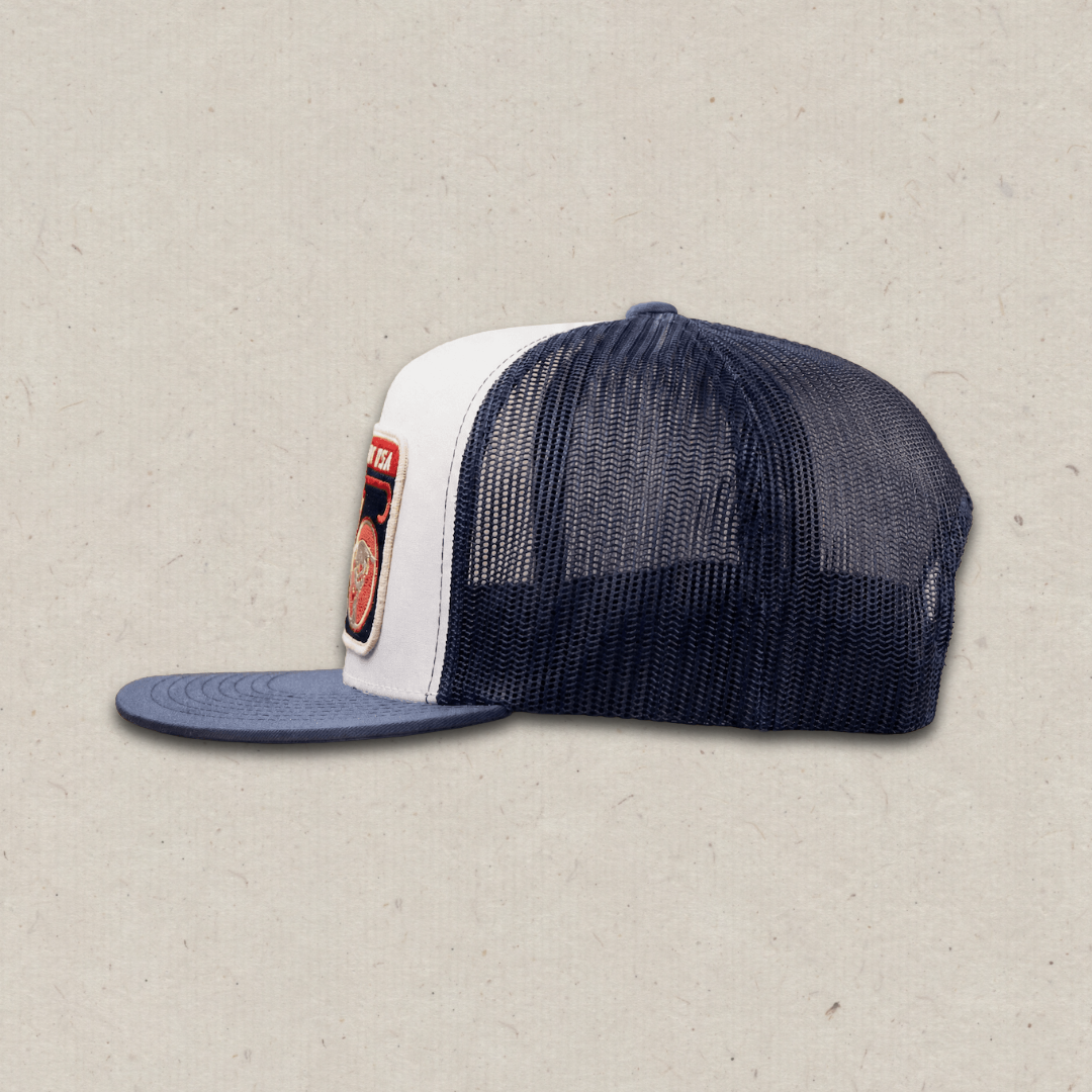 Lazy J Ranch White & Navy Heritage Classic Five Panel Trucker Hat-