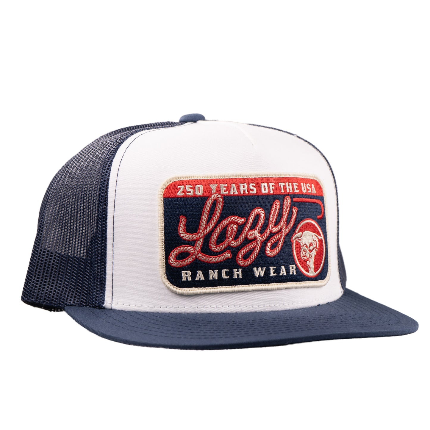 Lazy J Ranch White & Navy Heritage Classic Five Panel Trucker Hat-
