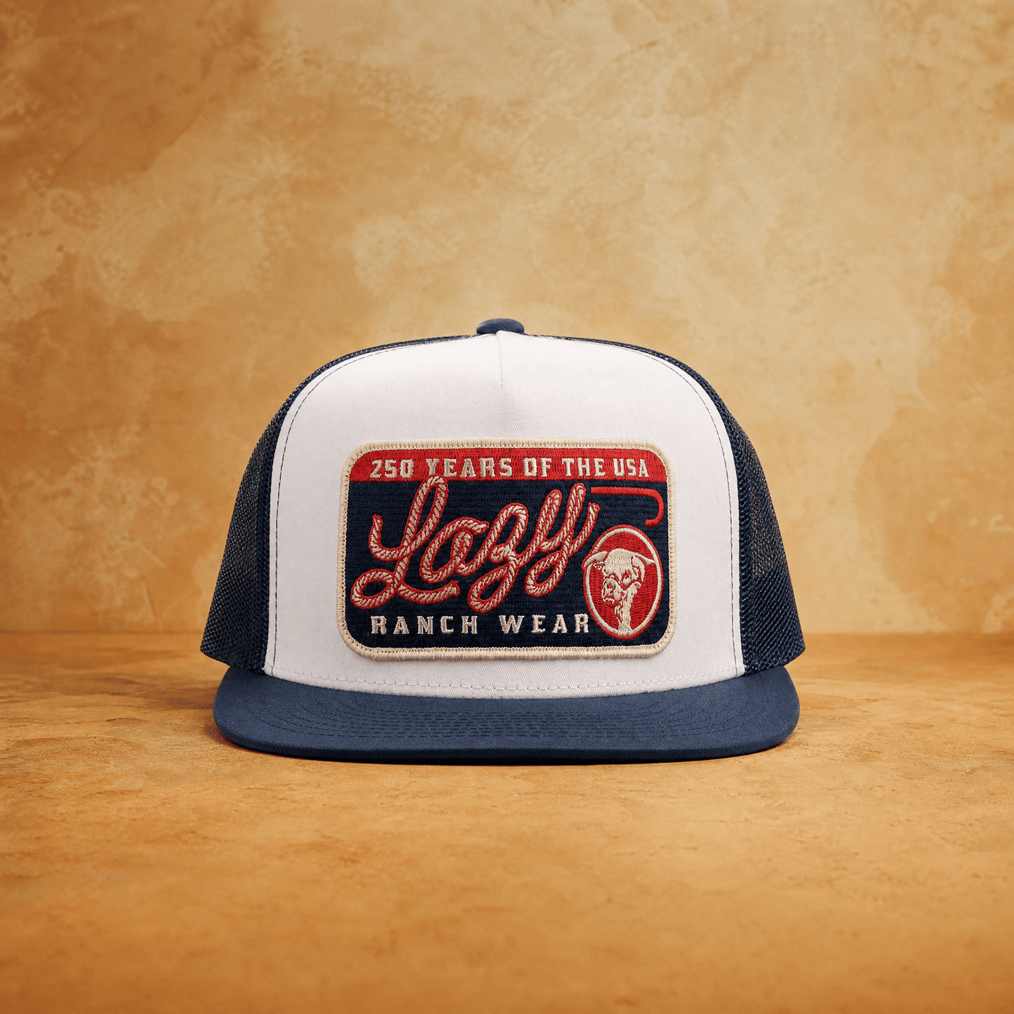 Lazy J Ranch White & Navy Heritage Classic Five Panel Trucker Hat-
