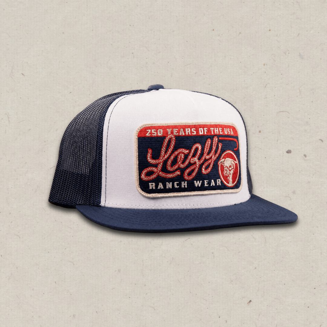 Lazy J Ranch White & Navy Heritage Classic Five Panel Trucker Hat-