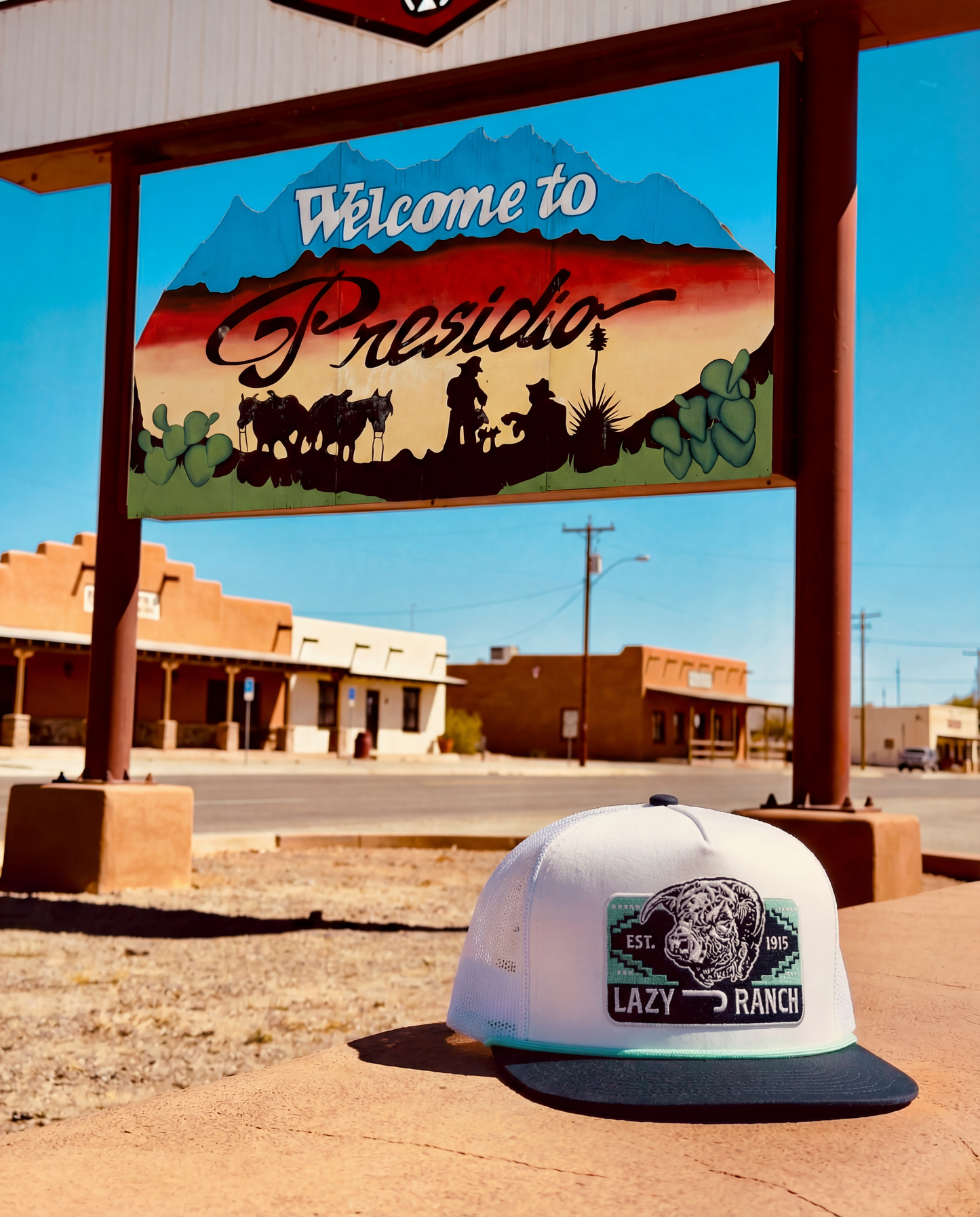 Lazy J Ranch White & Navy Presidio Classic Rope Trucker Hat-