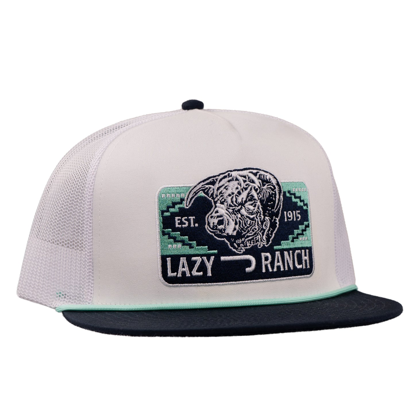 Lazy J Ranch White & Navy Presidio Classic Rope Trucker Hat-