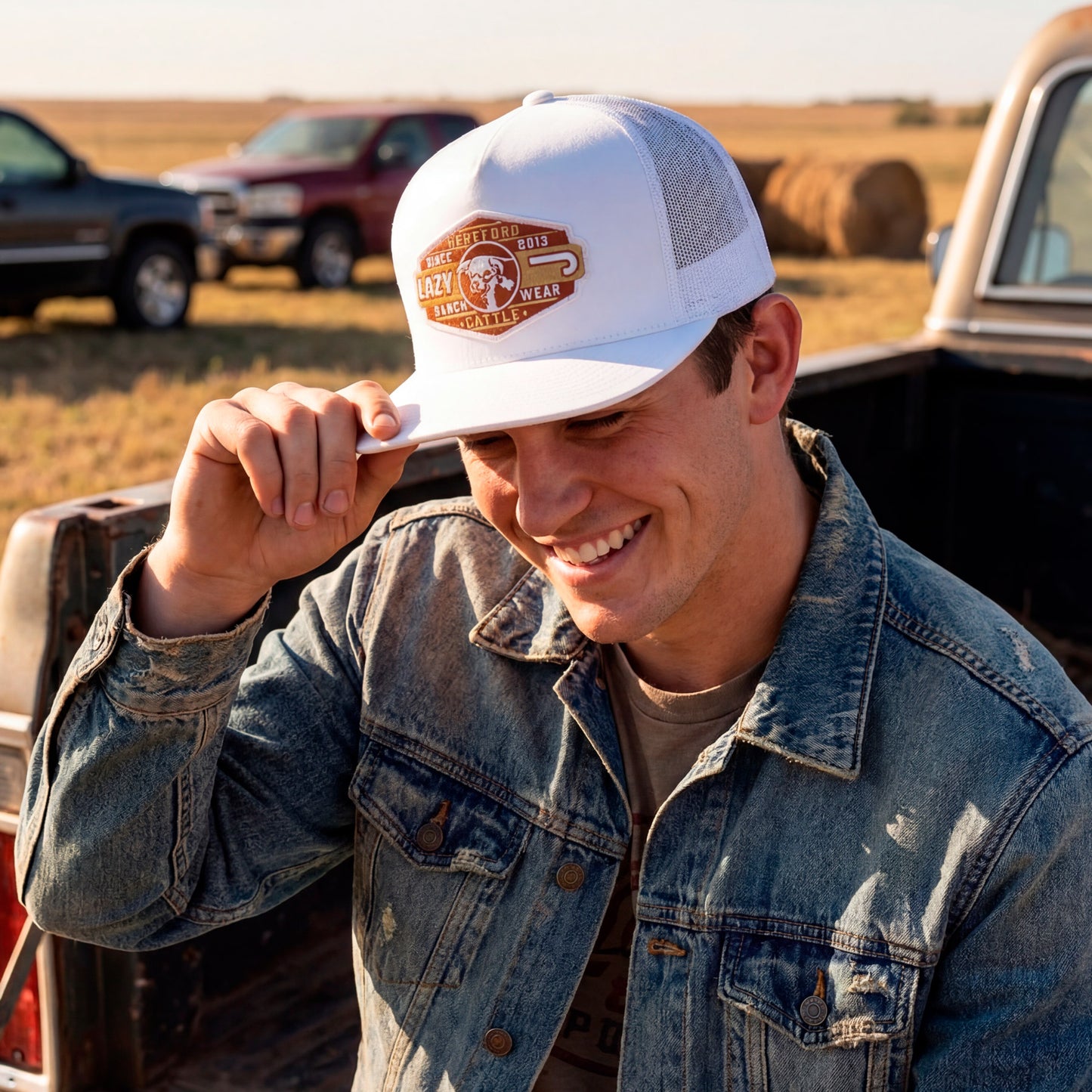 Lazy J Ranch White Pecos Classic Five Panel Trucker Hat-Lazy J Ranch Wear