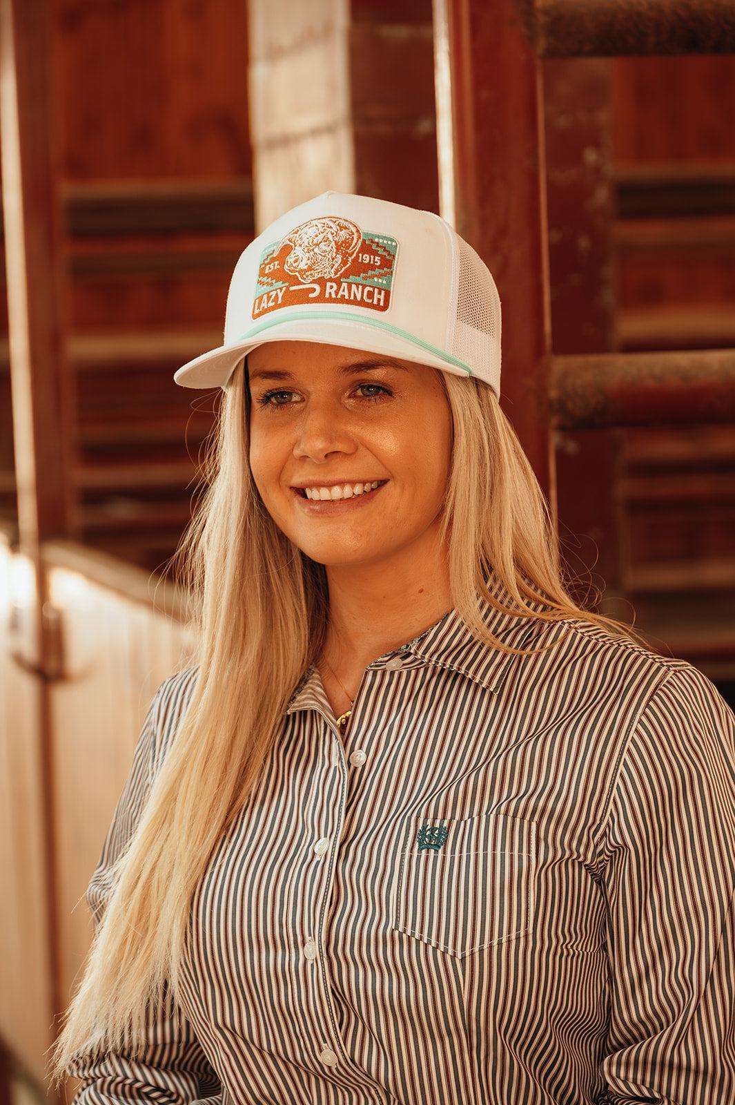 Lazy J Ranch White Presidio Classic Rope Trucker Hat-